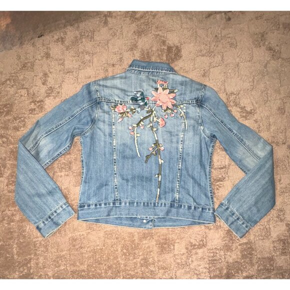 Fylo Y2K 2000s Embroidered Floral Denim Jean Jacket Boho Chic S - Picture 11 of 11